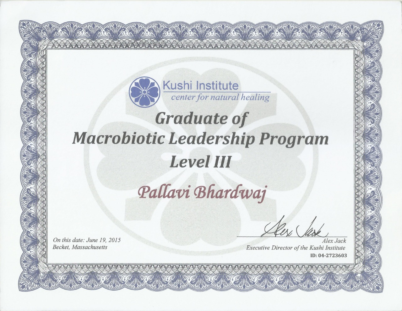 Macrobiotic Leadership Program — Level III, Kushi Institute